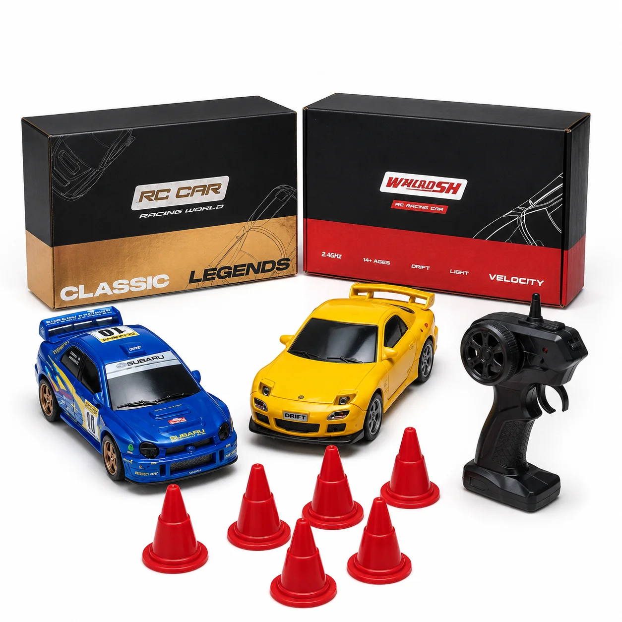 1:43 RC Drift Car 4WD Remote Control Racing Car Mazda RX7 Subaru STI with LED Lights High Speed Mini Vehicle Toy Gift for Boys