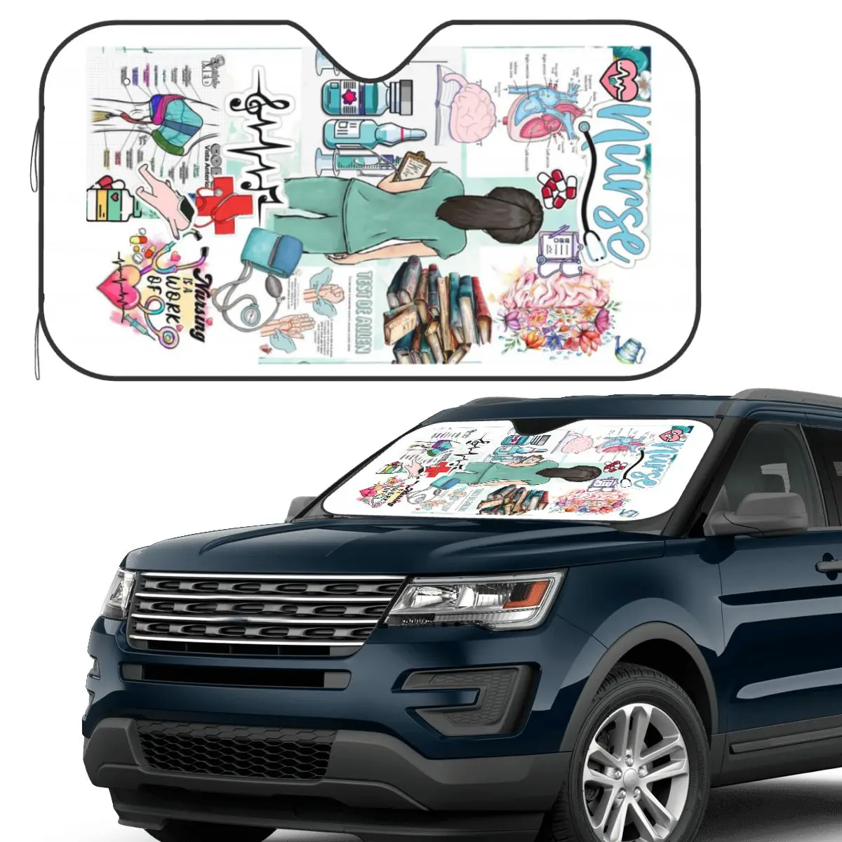 

Enfermera En Apuros Doctor Nurse Sunshade Windscreen Car Front Windshield Window Sun Visor Accessories Covers