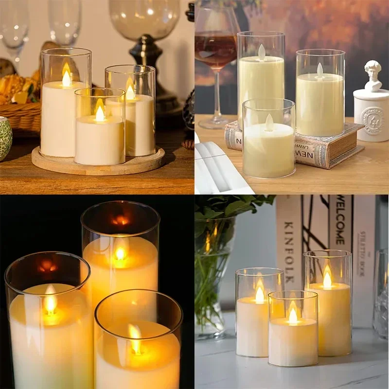 Velas LED Lvory con batería, velas parpadeantes sin llama con temporizador remoto, velas parpadeantes LED con llama 3D, 1 Uds.