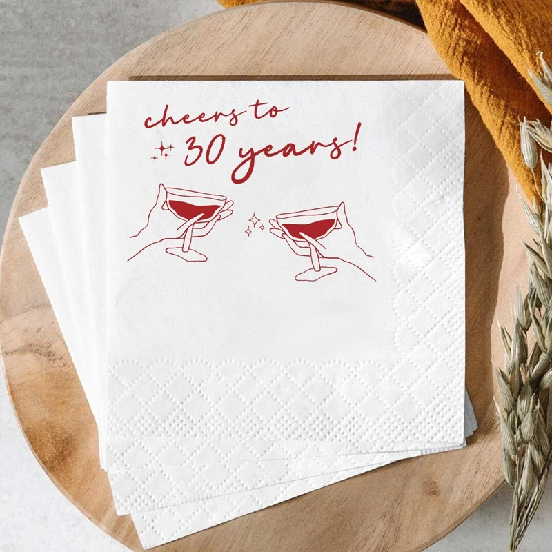 

20 Sheets Cheers To 30 Years Cocktail Napkins 30th Birthday Party Desktop Decorate Rehearsal Dinner Accessories Paper Serviettes