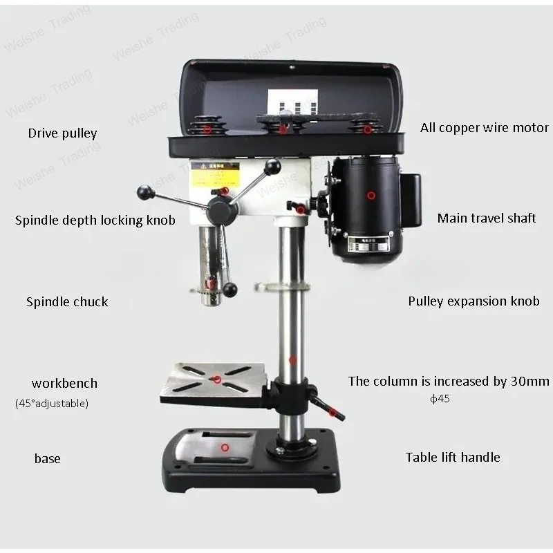 Professional Bench Drill Press, Powerful Bench Drill Press, Variable Speed, 550W, 220V, сверлильный станок