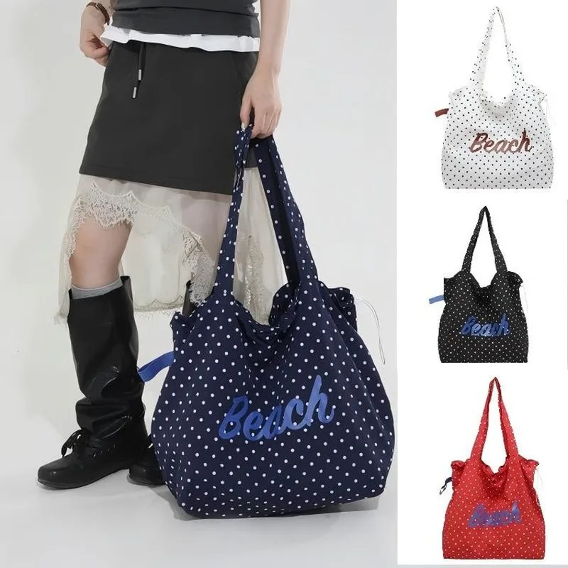 

Polka Dot Large Capacity Shoulder Tote Bag for Women, Suitable for Daily Commute, Beach Trips, Casual Shopping, Short Travel