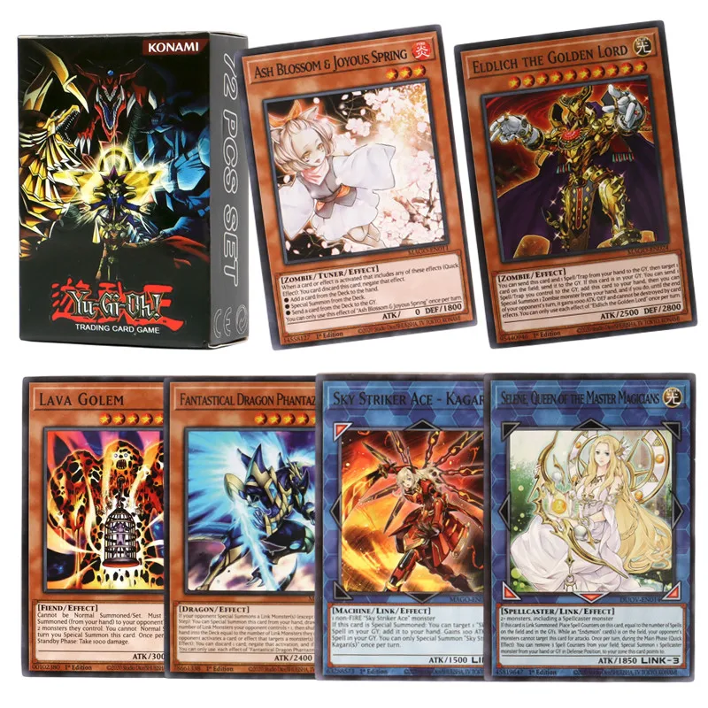 72Pcs/Box Yu gi oh Card in English Eldlich Sky Striker Virtual Word YU GI OH Master Duel Competitive Deck Trading Card Game