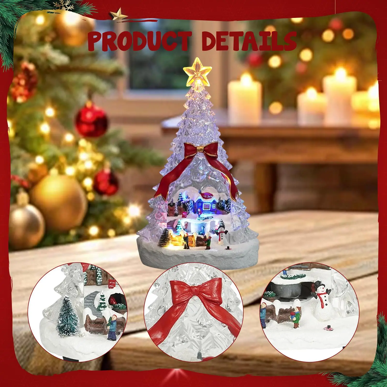 مضاءة شجرة عيد الميلاد تمثال صندوق موسيقي ضوء الليل لمهرجان الحفلات