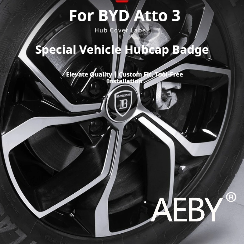 AEBY For BYD Atto 3 Smart Driving Edition 2025 Metal Logo Emblem Sticker,Alloy Wheel Hubcap Disc Accessories,Center Cap