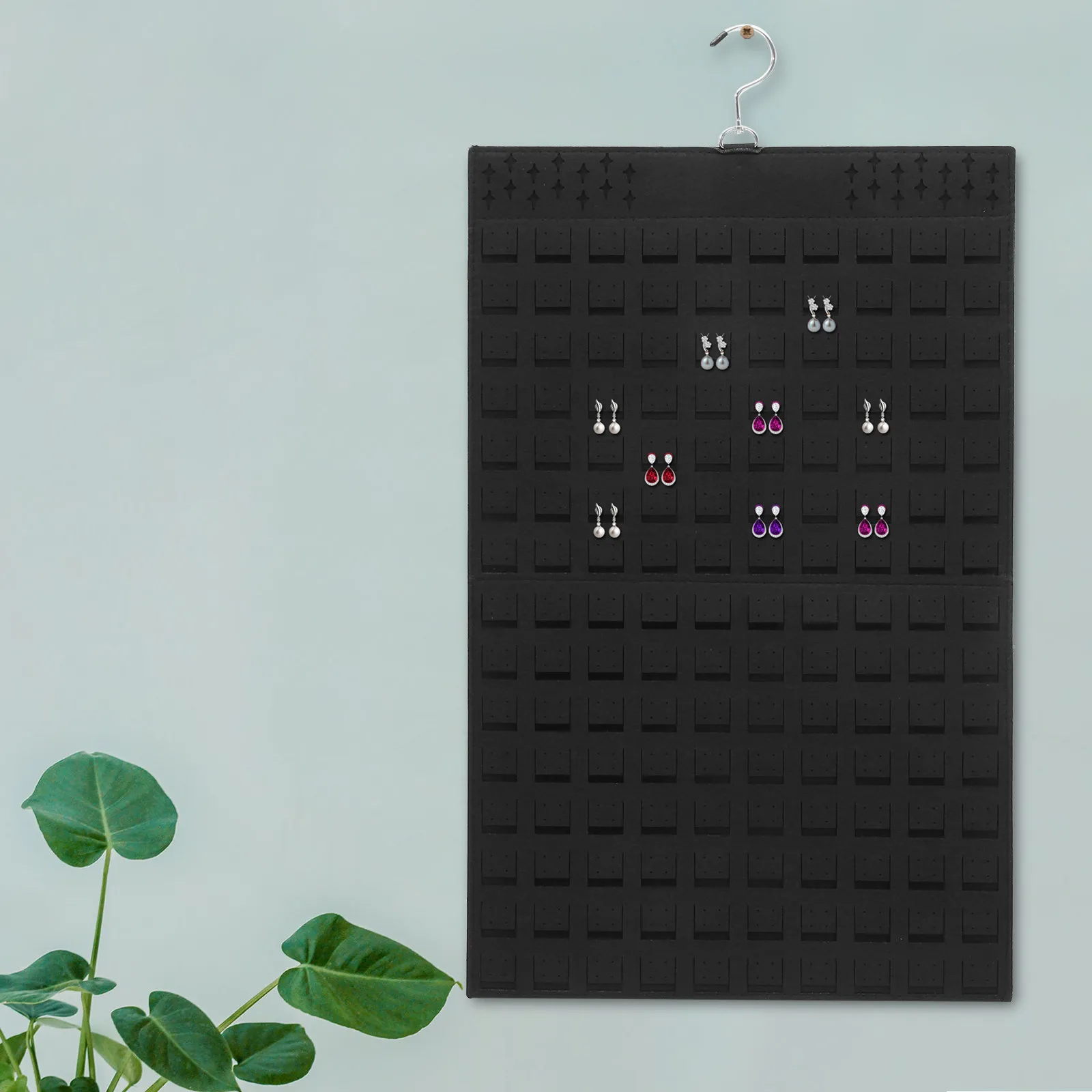 

Felt Jewelry Wall Organizer Dual Sided Hanging Board Holder for Earrings Necklaces Bracelets Space Saving Jewelry Display Rack