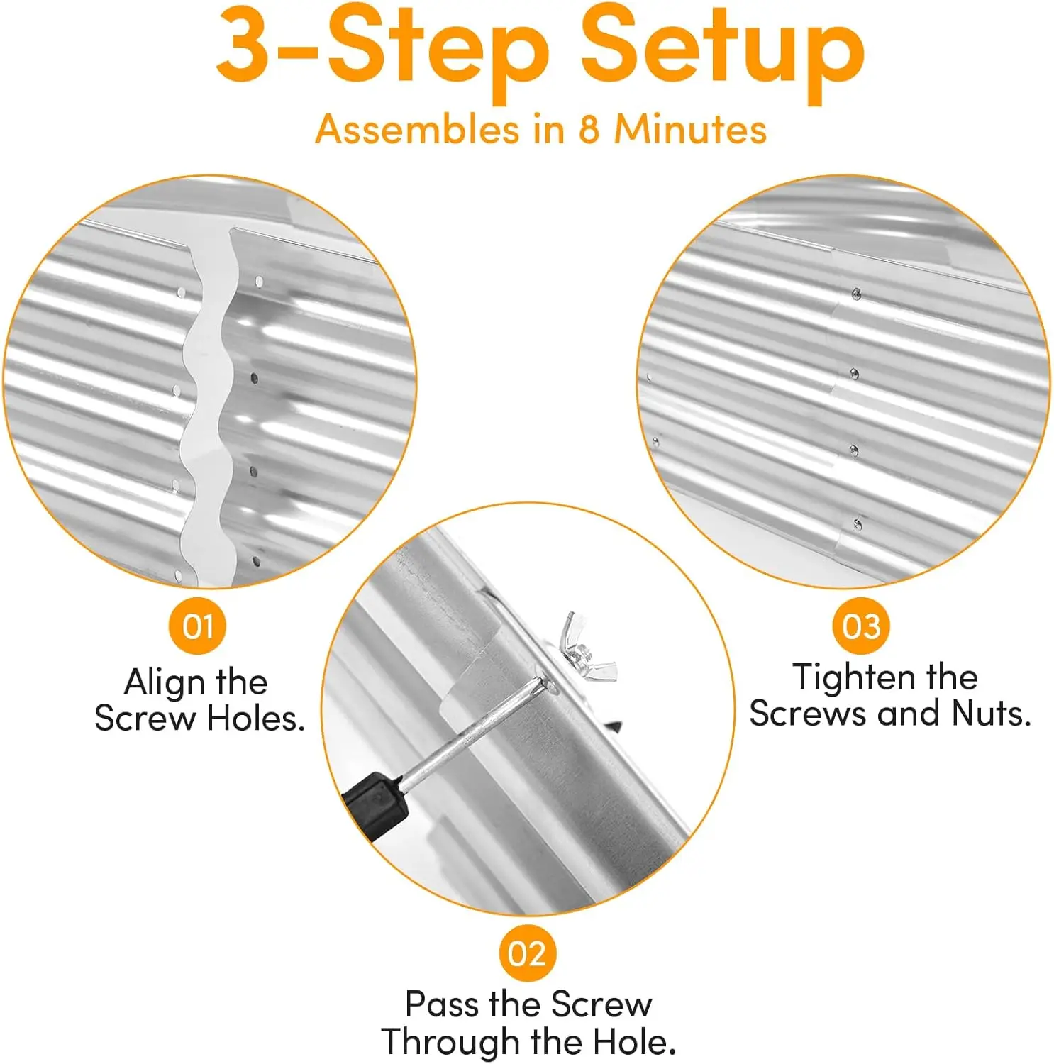 طقم سرير حديقة مرتفع مجلفن - سرير حديقة مرتفع متين وجمالي للبستنة الخارجية، مثالي للخضروات والفواكه، #6