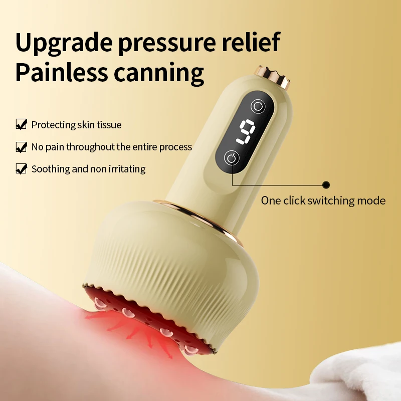 Smart Electric Scraping Massage Cupping Device Heating Suction Cup Back Neck Arm Relieves Body Fatigue Relax Wireless Scraping