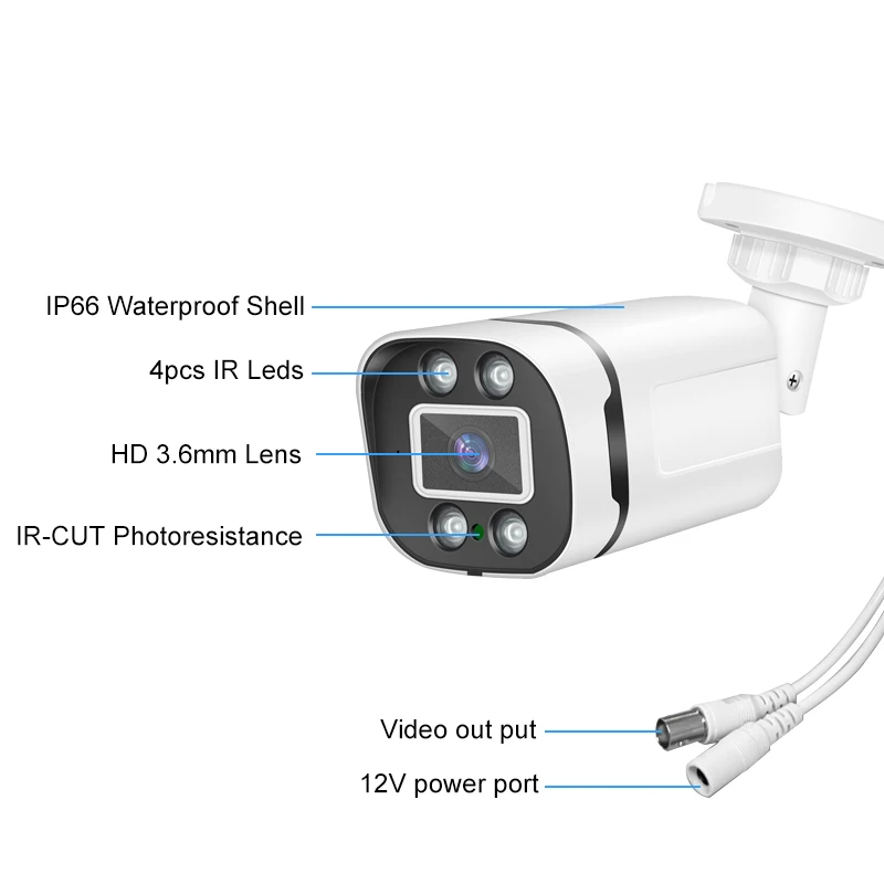 Smar 5MP Security Camera System Witth 18M Wired Cable Video Surveillance Kit Indoor Outdoor Waterproof CCTV Camera 5 in 1 DVR