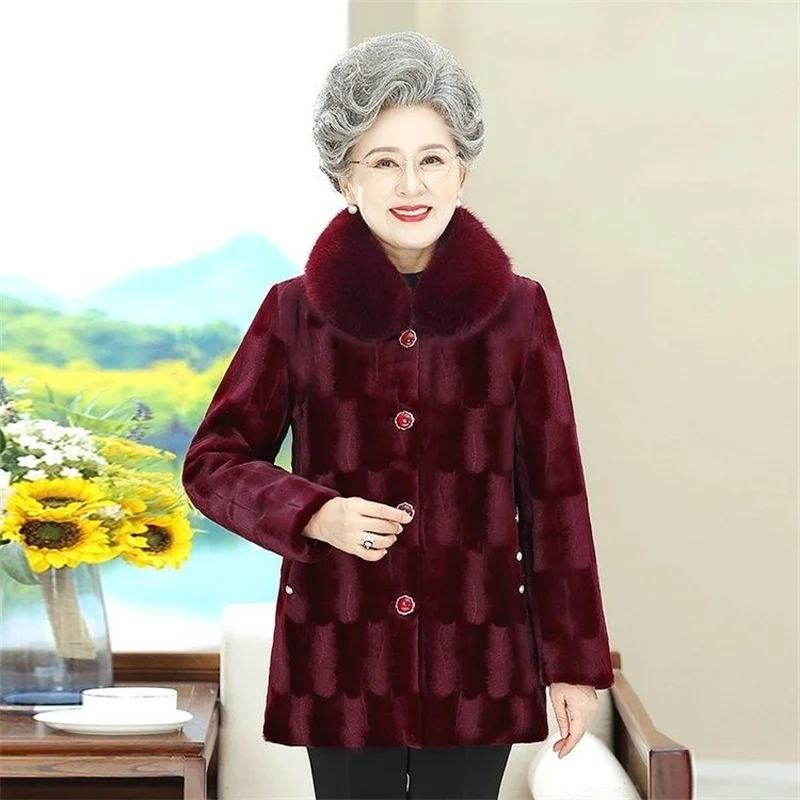 Korean Middle Aged Mother Fashion Down Cotton Coat Winter Female Imitation Mink Parkas Top 2025 Women Large Size 6XL Puffer Coat