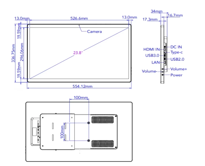 Calendário com tela sensível ao toque, montado na parede, 27 polegadas 24 polegadas, calendário doméstico, tablet Android, controle inteligente, conexão WiFi