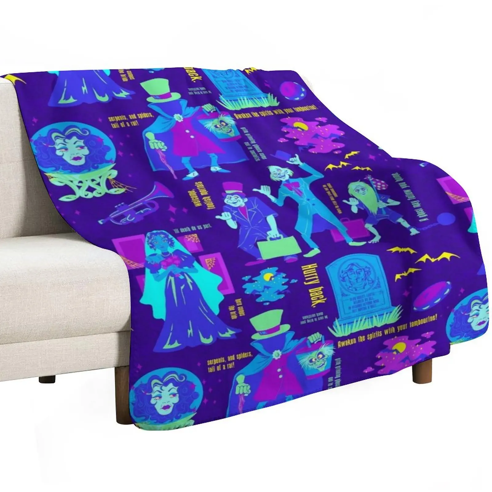 Happy Haunts. Throw Blanket Flannel Fabric Softest Luxury St Winter beds Sofas Polar Blankets
