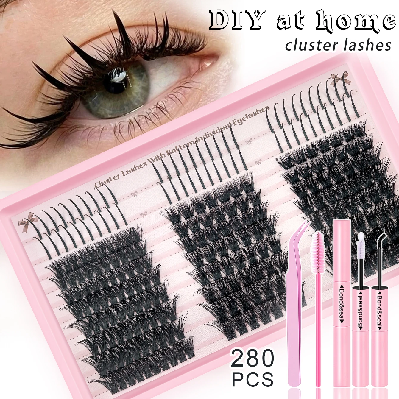 280PCS-Mixed Style D False Eyelash Set with Extension Tool, suitable for DIY and all kinds of joyful occasions and so on.
