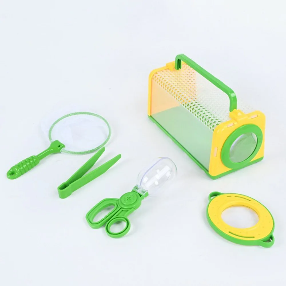 

Plastic Outdoor Exploration Kit Carrying Handle Observation Box Nature Exploration Toy Magnifying Glass Capture Tool