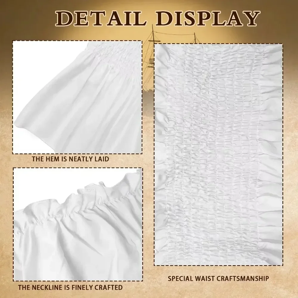 Caribbean Women Cosplay Medieval Pirates Costume Tops Skirt Bracelet Patch Scarf Red Stripe Full Set Halloween Carnival Party
