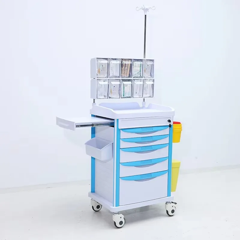 عربة التخدير عالية الجودة للمستشفى، عربة التخدير المتنقلة مع عجلات صامتة لمواد ABS #6