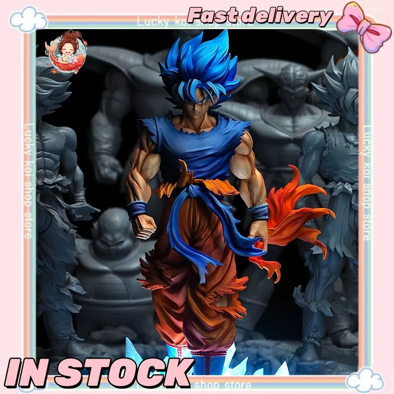 

In Stock 35cm Dragon Ball Anime Figure Son Goku ‌Kakarotto Super Saiyan God blue two heads Figure PVC Collection Model Toy Gifts