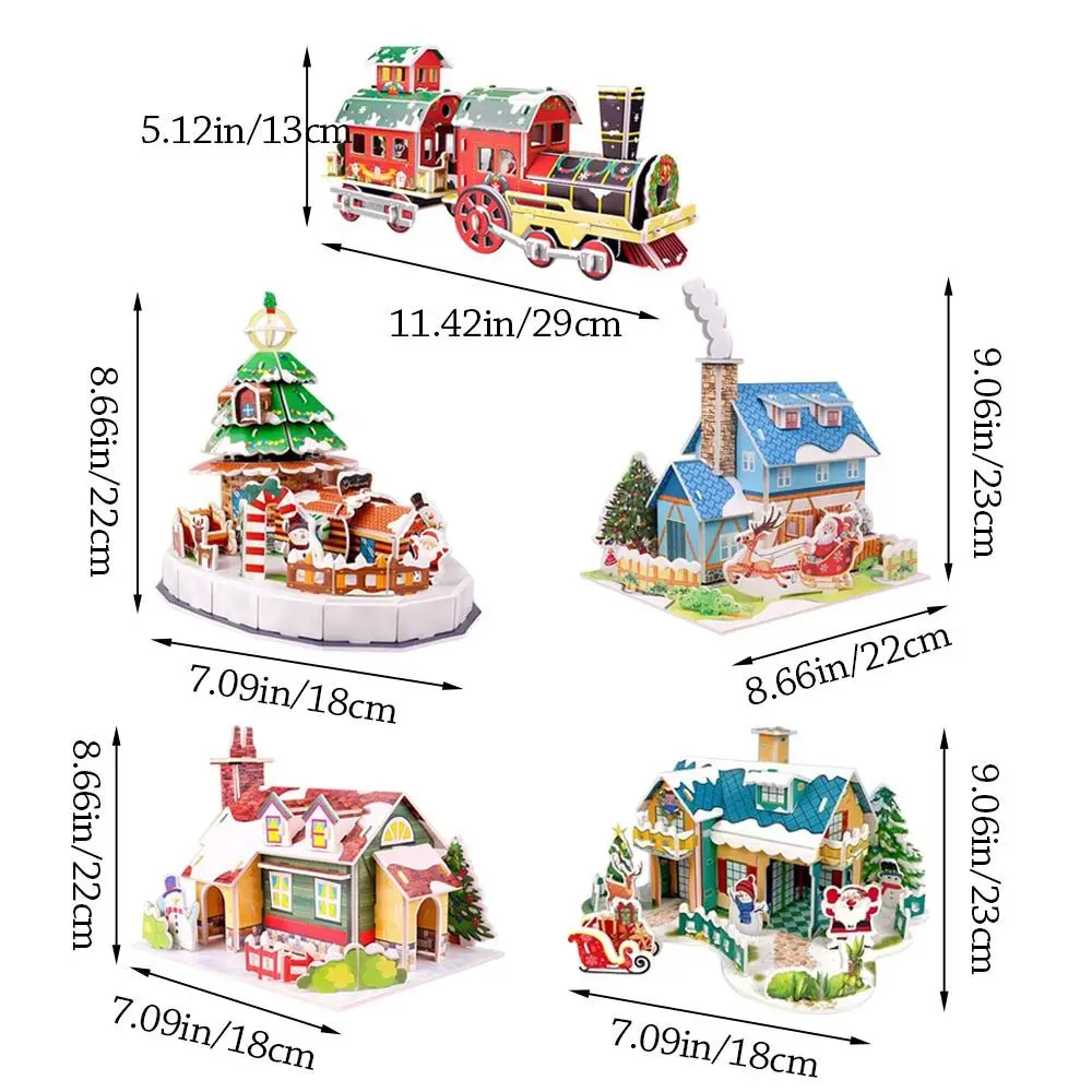 Learning Manual Assembly Christmas 3D Puzzle Paper Model House DIY Puzzle Educational Handmade Christmas Gift