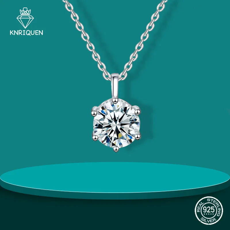 Moissanite pendant Necklace 1-5CT 18K white gold silver plated D color ideal cut diamond necklace for birthday gifts