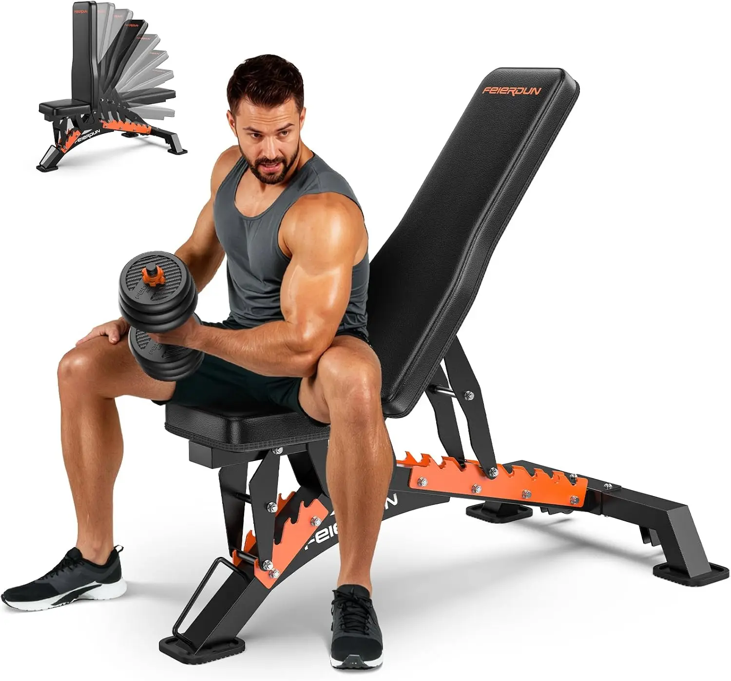 Weight Bench 1300 LBS Capacity Workout Bench for Home Gym Adjustable Flat/Incline/Decline Angle for High-Intensity Strength Trai