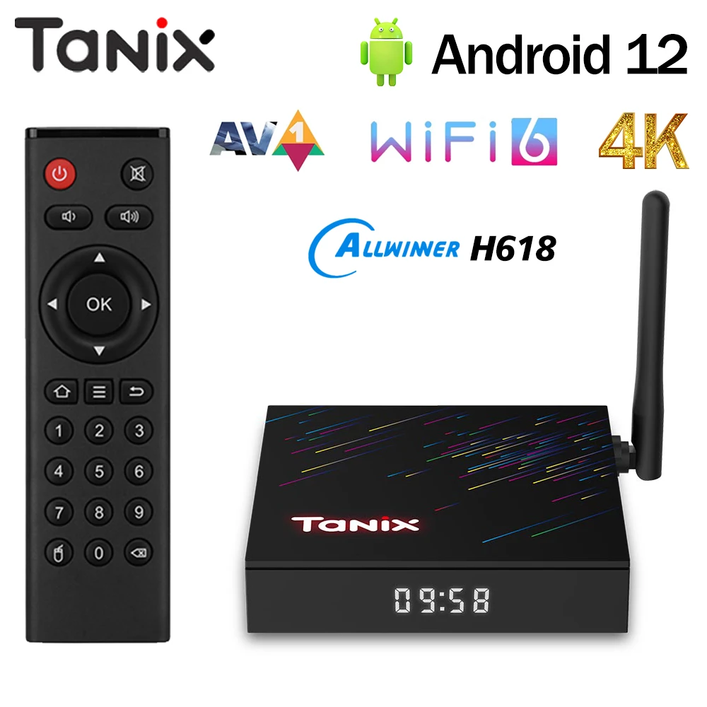 Original Tanix TX68 Allwinner H618 Android12.0 Smart TV Box AV1 4K HD BT WiFi 2.4/5G WiFi 6 Youtube Netflix TV Prefix