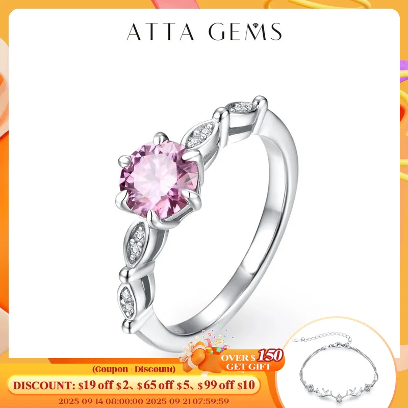 

ATTAGEMS D Color Luxurly Moissanite Colored Diamond Ring Solid 925 Sterling Silver Rings for Women Man Engagement Wedding Gift