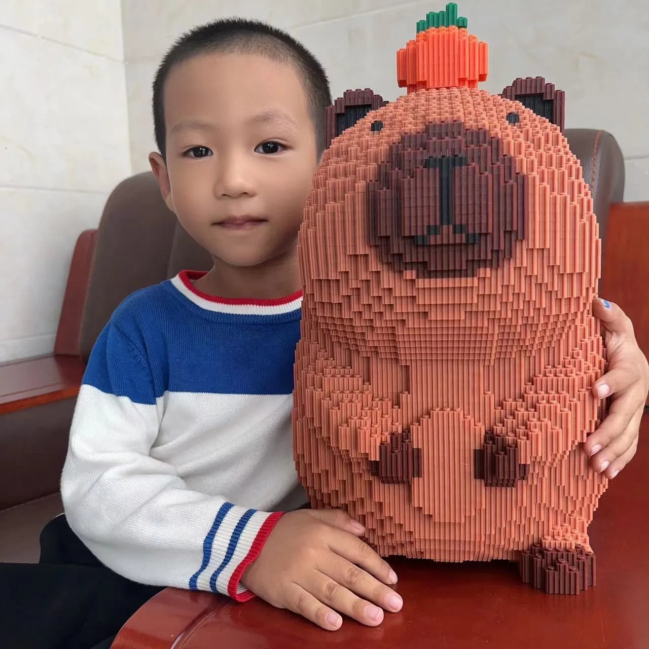 

35cm Super Cute Giant Capibala Building Block Toys Small Particle Bricks Children's Toys Desktop Ornaments Birthday Gifts