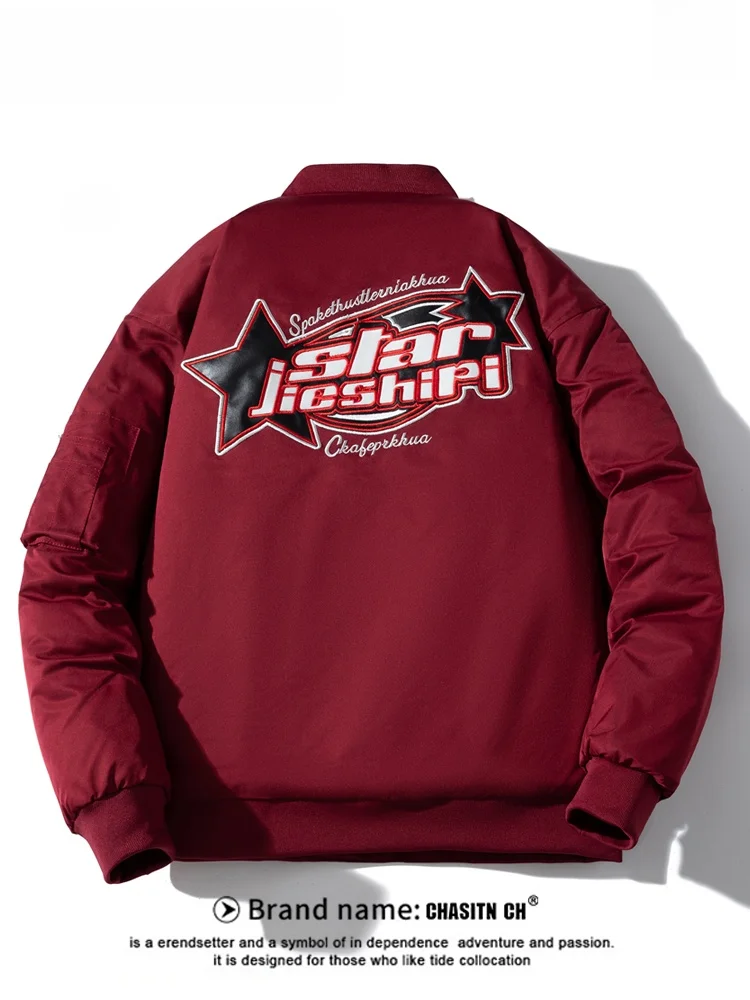 

Men's Vintage Embroidered Cotton Jaet Thiened Casual Outerwear Winter Warm Faion Urban Sle Long Sve Zipper Coat