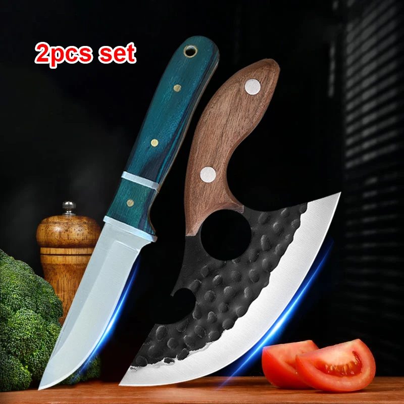 Utility Knife Barbecue Open Bottle Cleaver Meat Fruit Vegetables Boning Knife Wood Handle With Sheath Knives Kitchen Chef Cutter