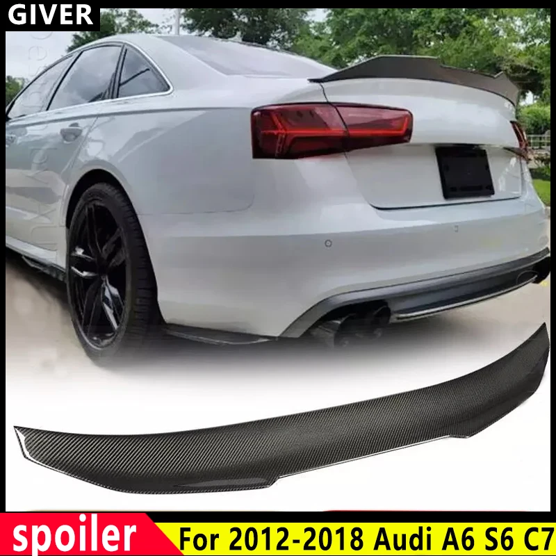 

Suitable for 2012-2018 Audi A6 S6 C7 HIGH KICK Carbon Fiber Rear Trunk Lid Sports Spoiler Body Accessories