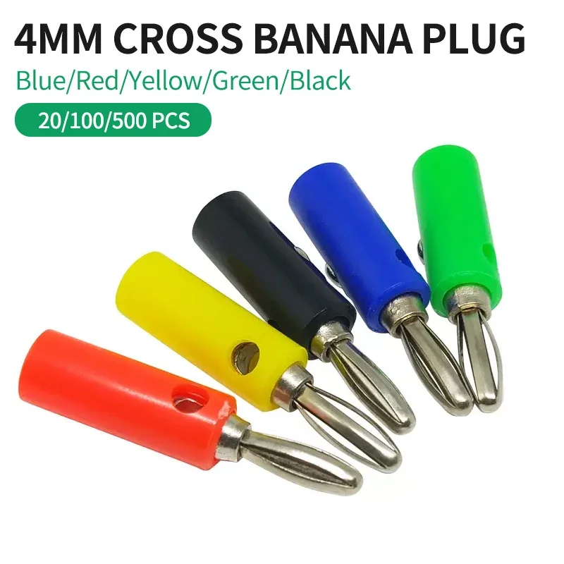 

20Pcs 4mm Banana Plug Two-Hole Cross Flower Banana Plug Audio Box Speaker Amplifier Terminal Banana Plug