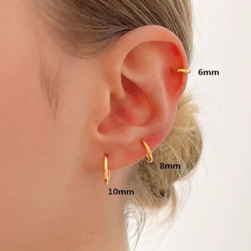 925 Sterling Silver Ear Needle Minimalist 6mm/8mm/10mm Hoop Earrings for Women Fashion Round Earrings Fine Jewelry Accessories