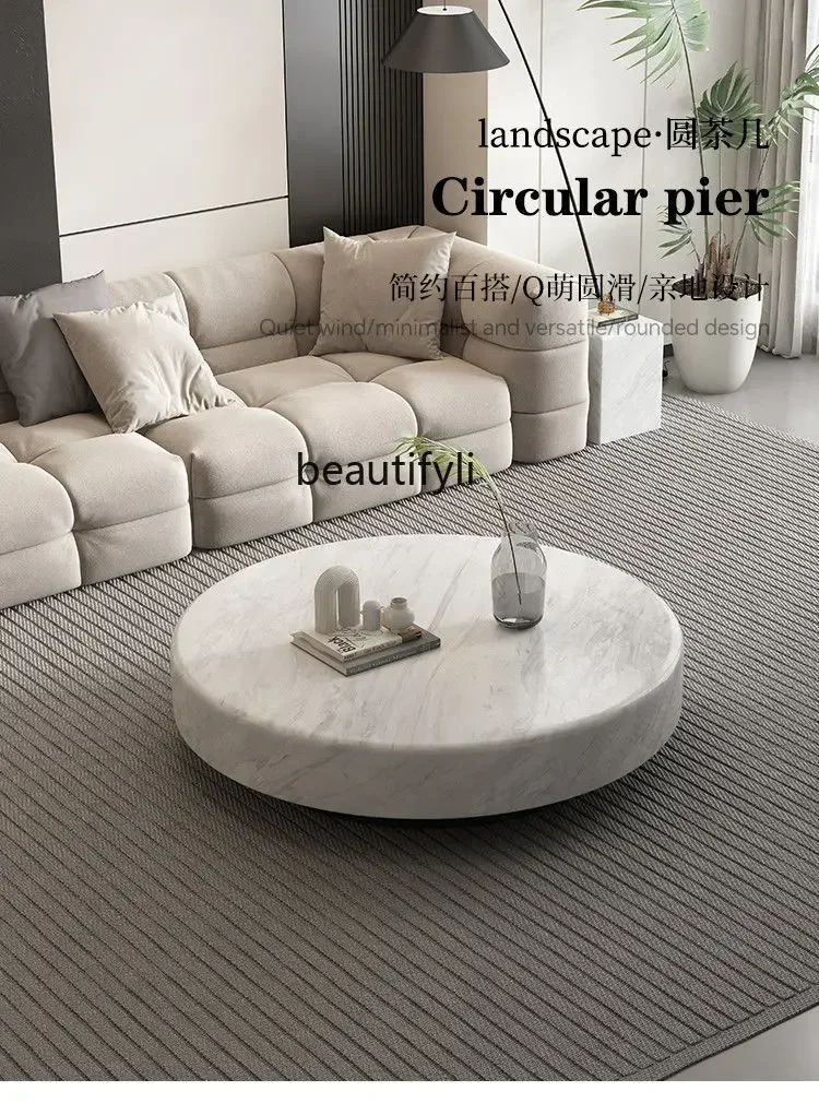 

New Italian minimalist designer marble creative coffee table light luxury high-end coffee table living roomA16