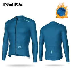 INIBKE Spring and Fall Men's Cycling Long Sleeve Jersey Road Bike Padded Warm Mountain Bike Clothing Full Zip Pockets