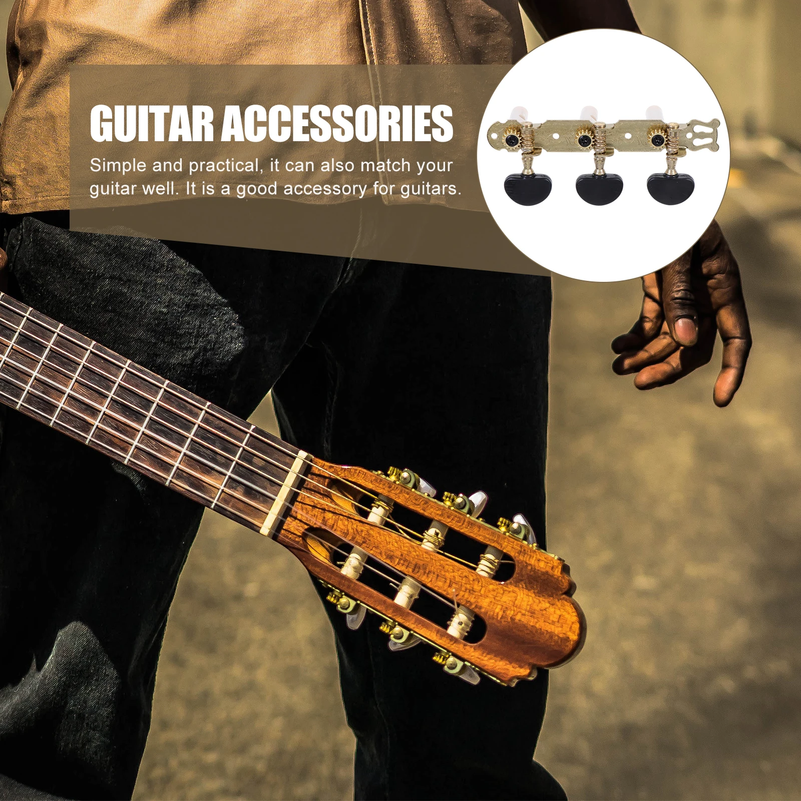 

2Pcs Black -Shaped Guitar Tunings Fully-Enclosed String Tuner Accurate Pitch Practical Gift Creative Guitar Tuning