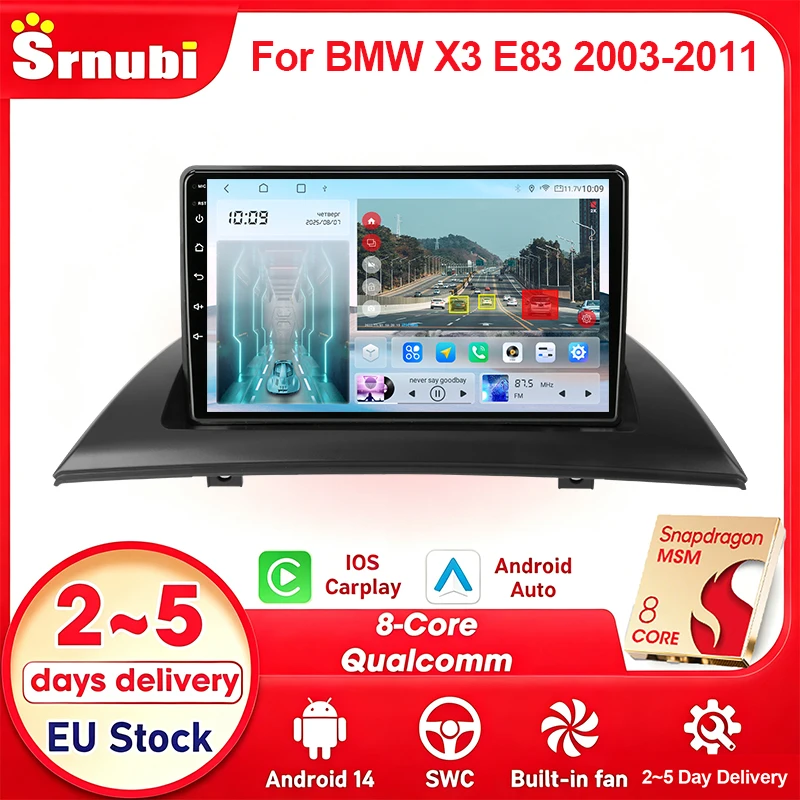 Für BMW X3 E83 2003 - 2011 Rückfahrkamera-kompatibles 2-Din 9-Zoll-Autoradio GPS-Navigation Multimedia-Player DSP-Audio Wireless Carplay Android Auto Display Auto-Mediengerät