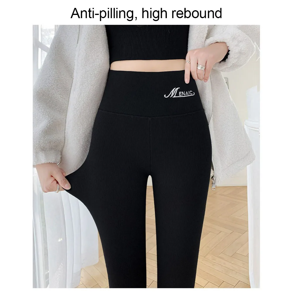 Leggings de cintura alta para mujer, pantalones ajustados de lana, pantalones cálidos de invierno gruesos