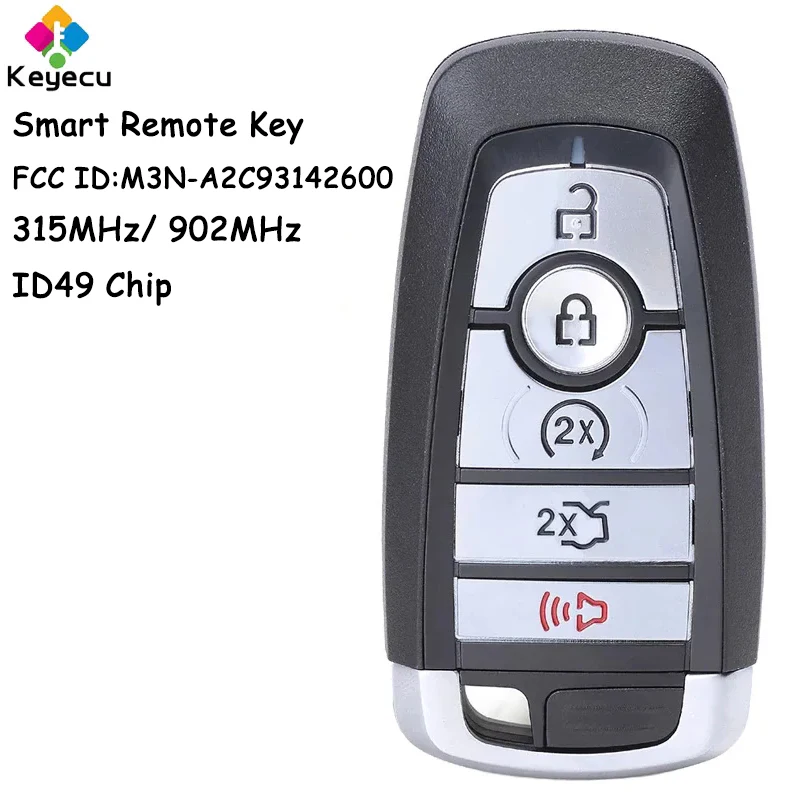 

KEYECU Smart Remote Key With 5 Btns 315MHz 902MHz ID49 Chip for Ford Fusion Explorer Expedition Edge Mustang Fob M3N-A2C93142600