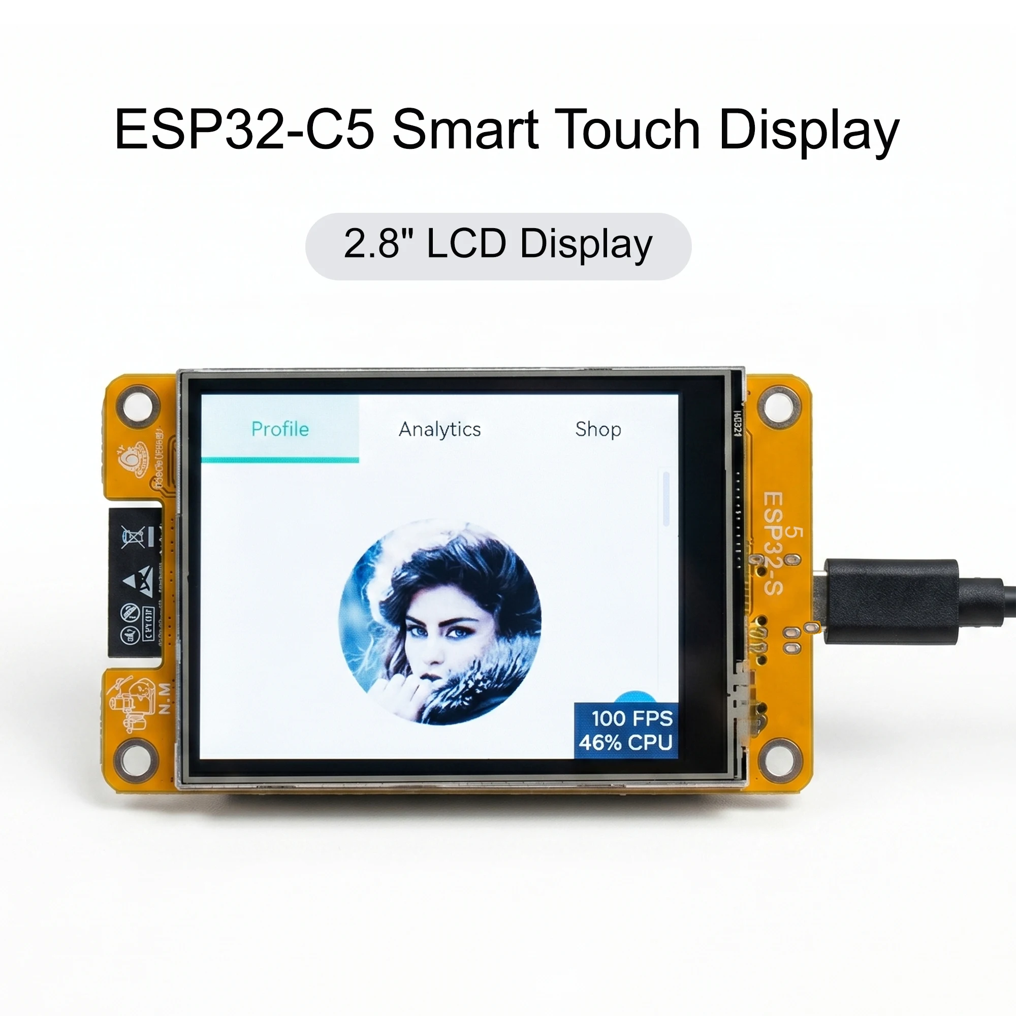 ESP32-C5 z 5GHz Wi-Fi 6, BLE 5.3, ZigBee3.0, Thread 1.3, 2.8″ TFT LCD z ekranem dotykowym, obsługa NM-RF-HAT, 16MB Flash, 8MB PSRAM, OpenClaw — zdjęcie produktu 7