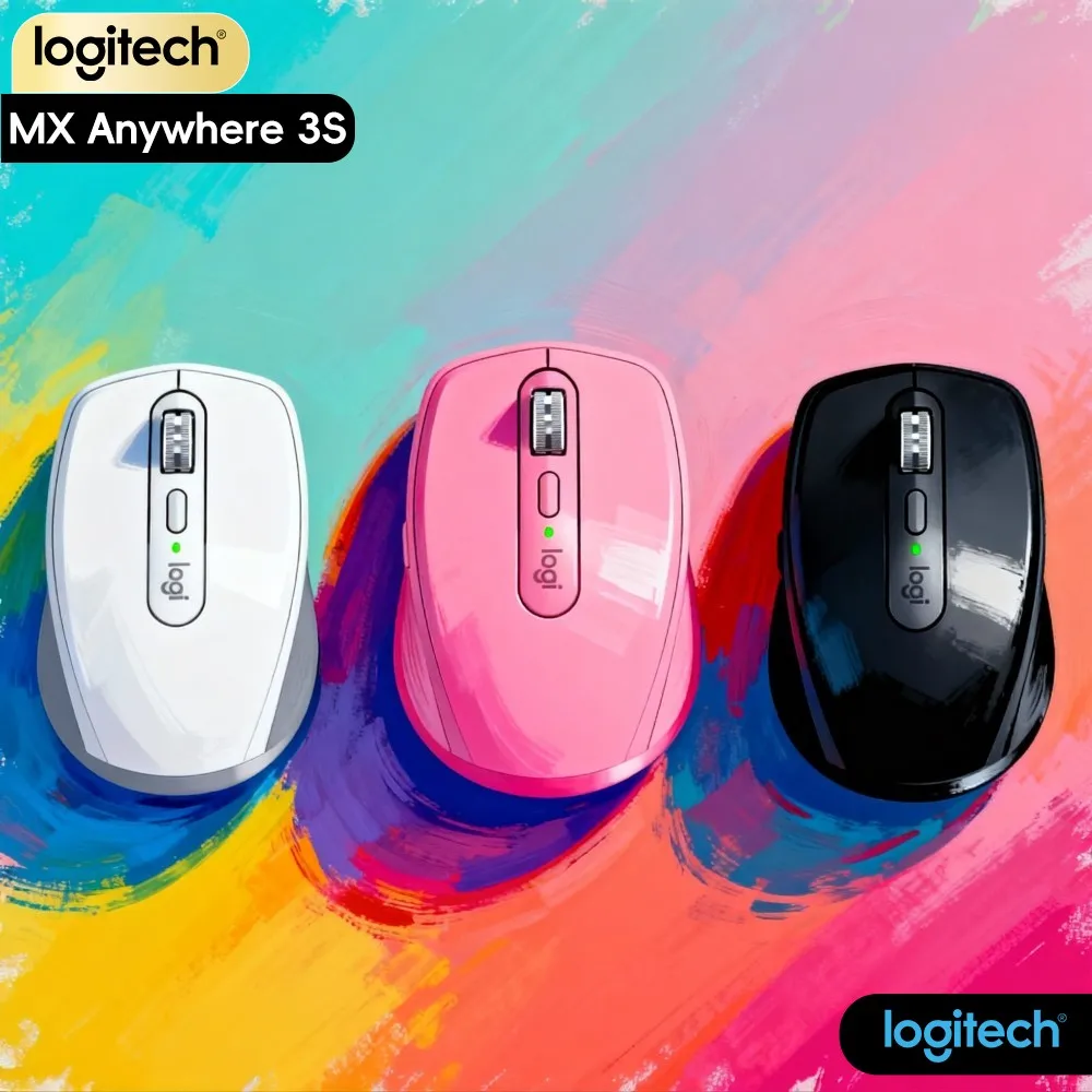 Logitech MX Anywhere 3S Travel Mouse - 8000 DPI Darkfield, Magspeed Scroll, Silent Click, USB-C Quick Charge For Office