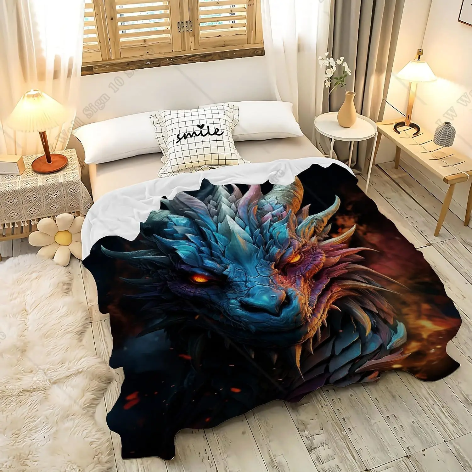 Ultra Soft Flannel Throw Blanket Dragon All Season Warm and Cozy Quilt Blanket for Bedroom Couch Office for Men Women image 3
