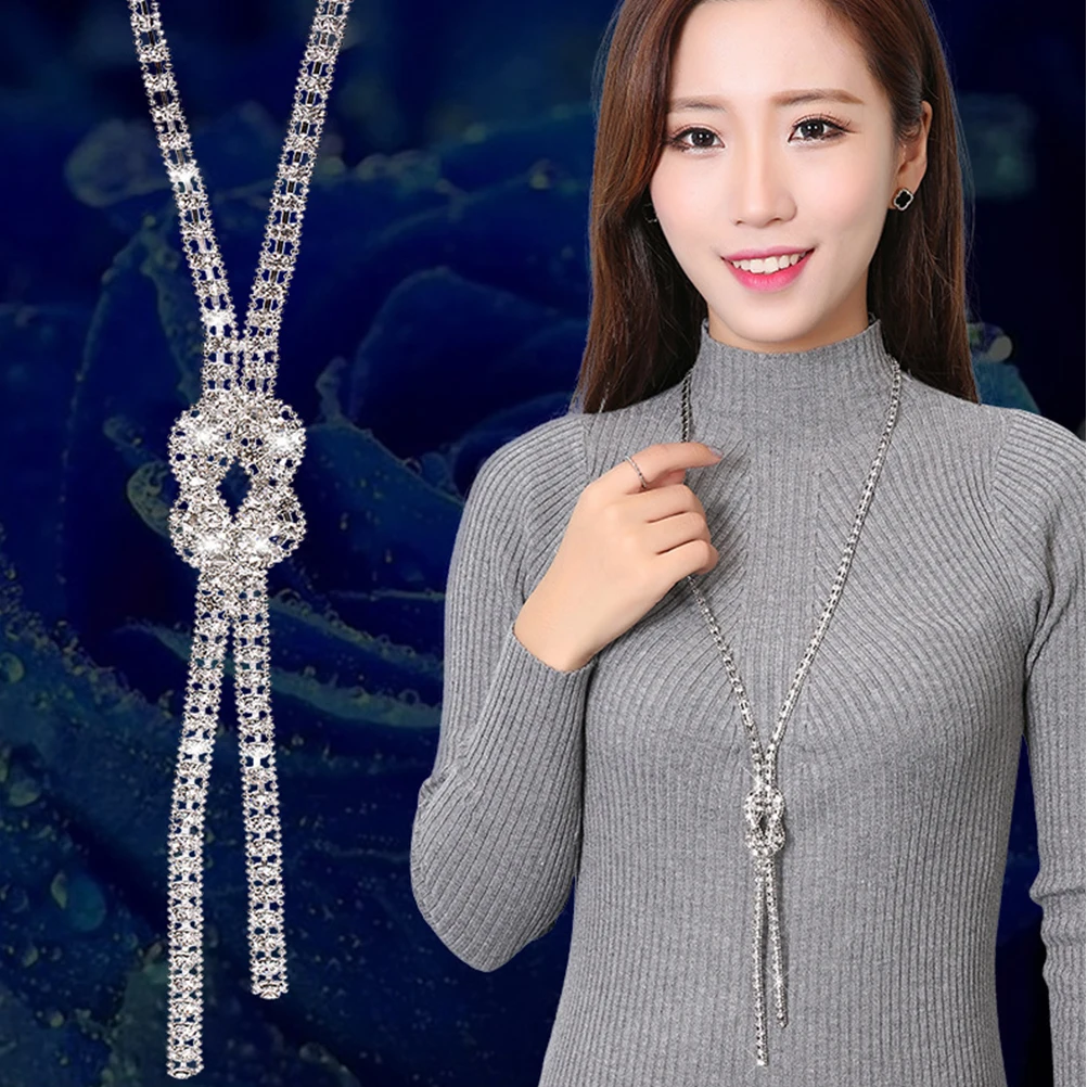  Sweater Choker Winter Neck Chain Necklace Silver Clavicle Dressy Collocation Scarf Rhinestone