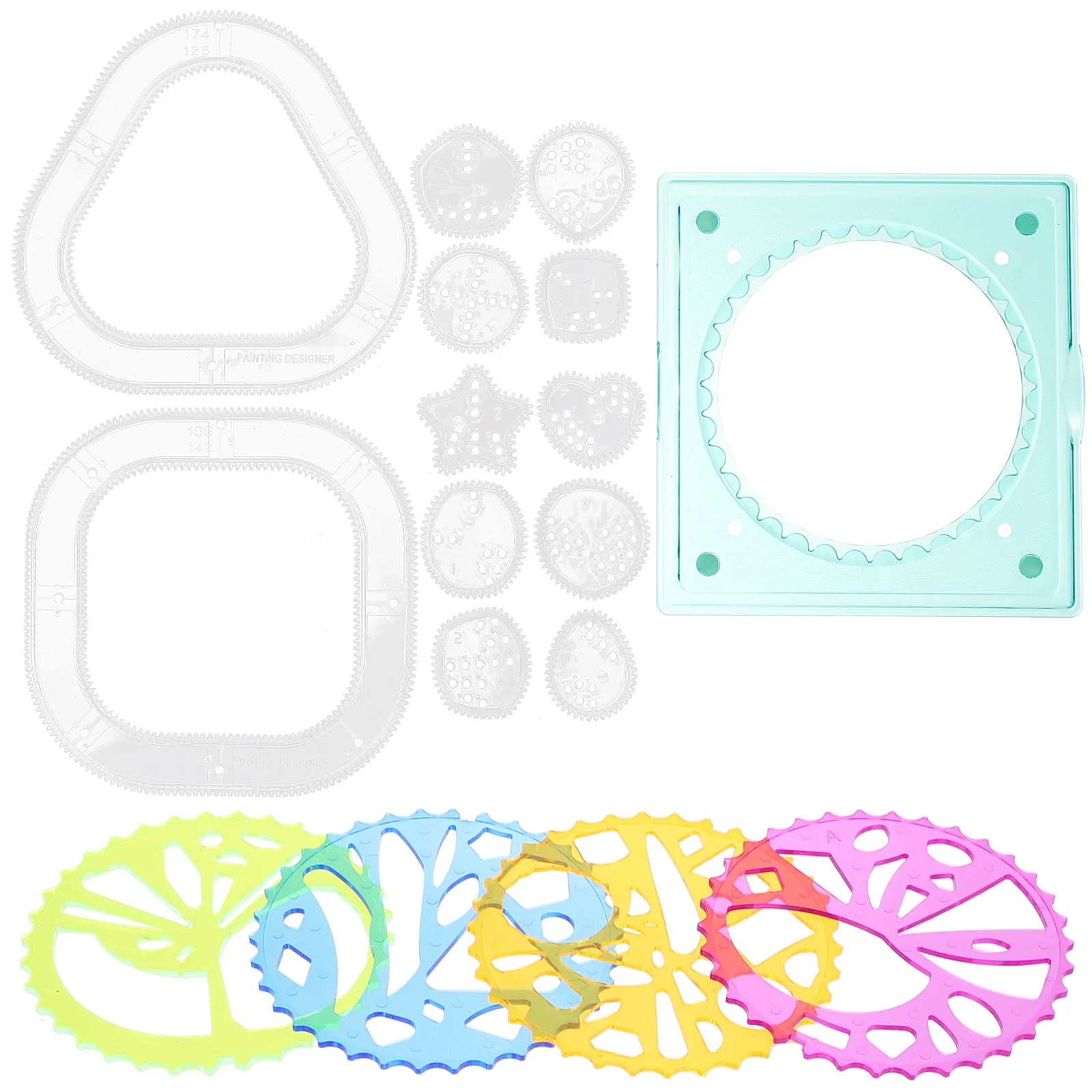 2Sets Kaleidoscope Ruler Set Plastic Painting Stencils for DIY Crafts Wood Signs Home Decor Hollow Design Reusable Drawing