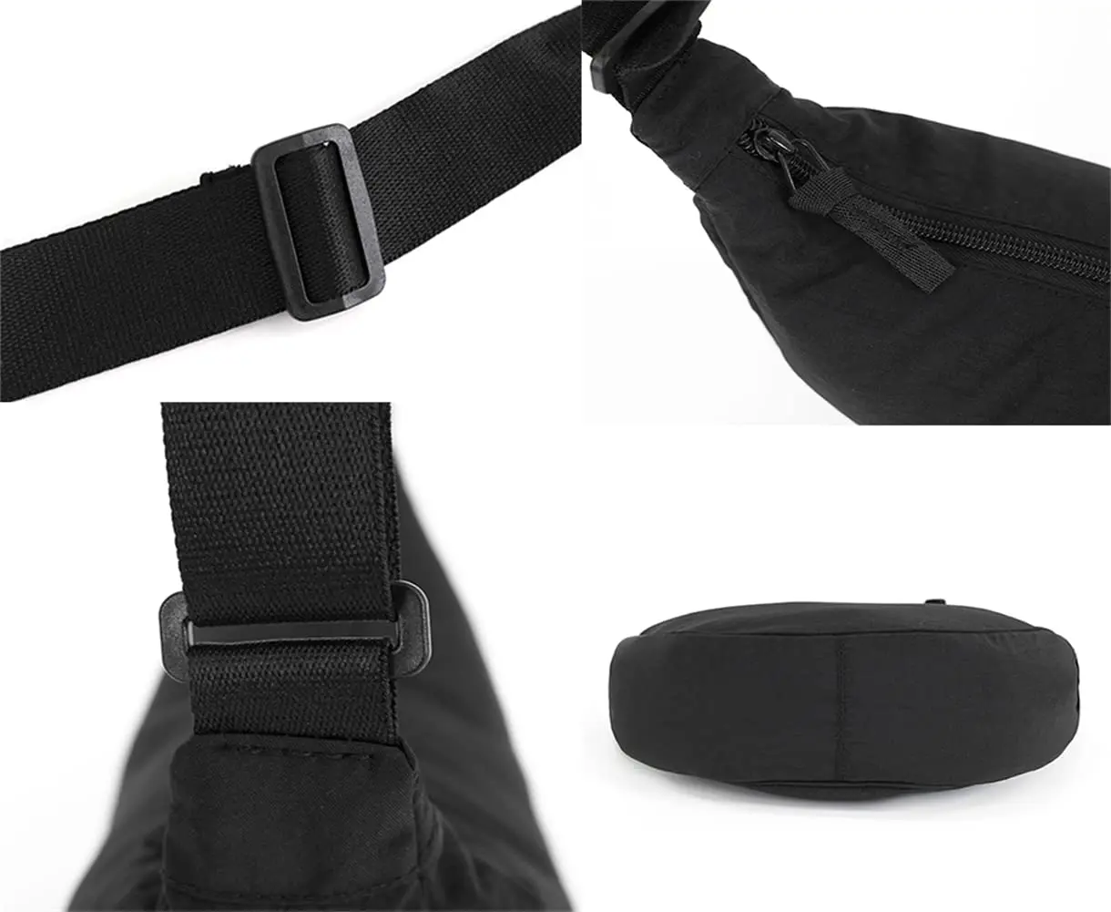 Nylon Halbmond-Umhängetasche für Damen und Herren, Leichte Arbeits- und Reisetasche, Lässige Halbmond-Schultertasche – Detail 7