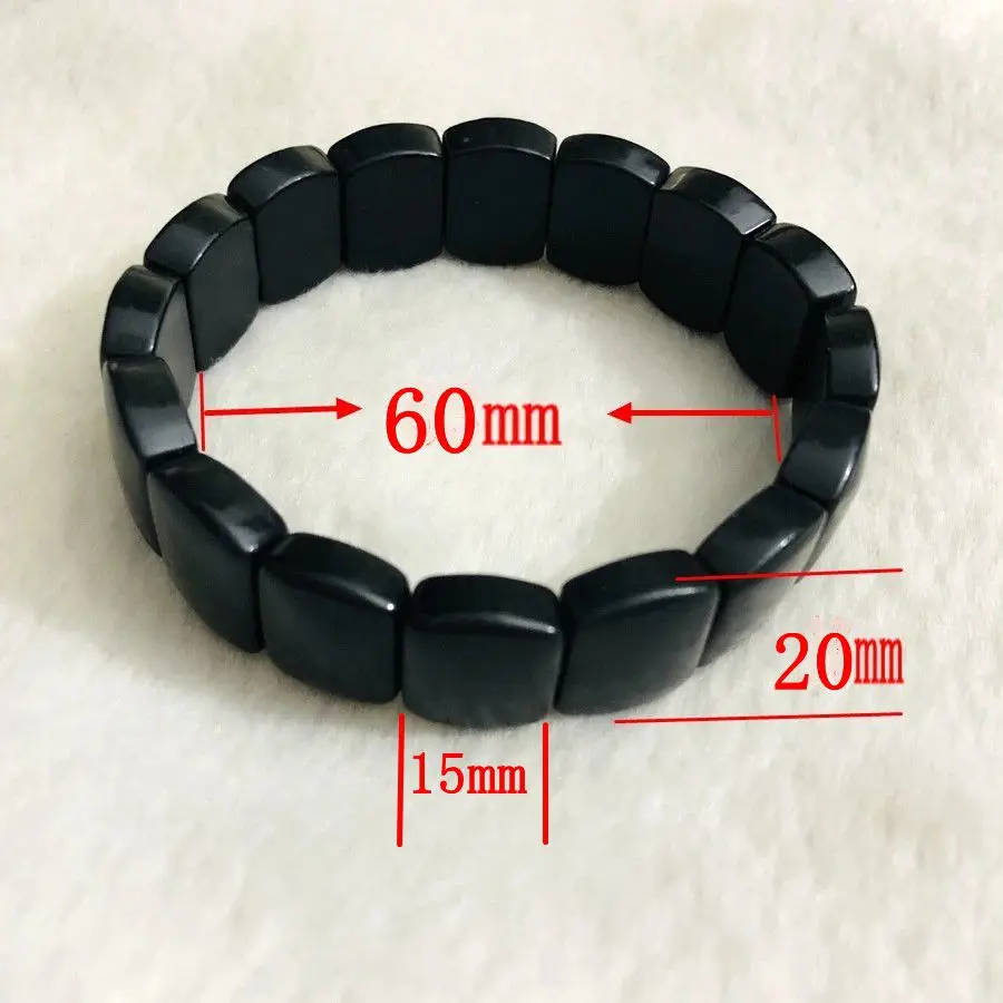 

PANGEM-Wholesale 1pcs 100% Natural Russia Shungite Bracelet,Gemstone Jewelry Bracelet,Rich in Fullerenes,20x58mm