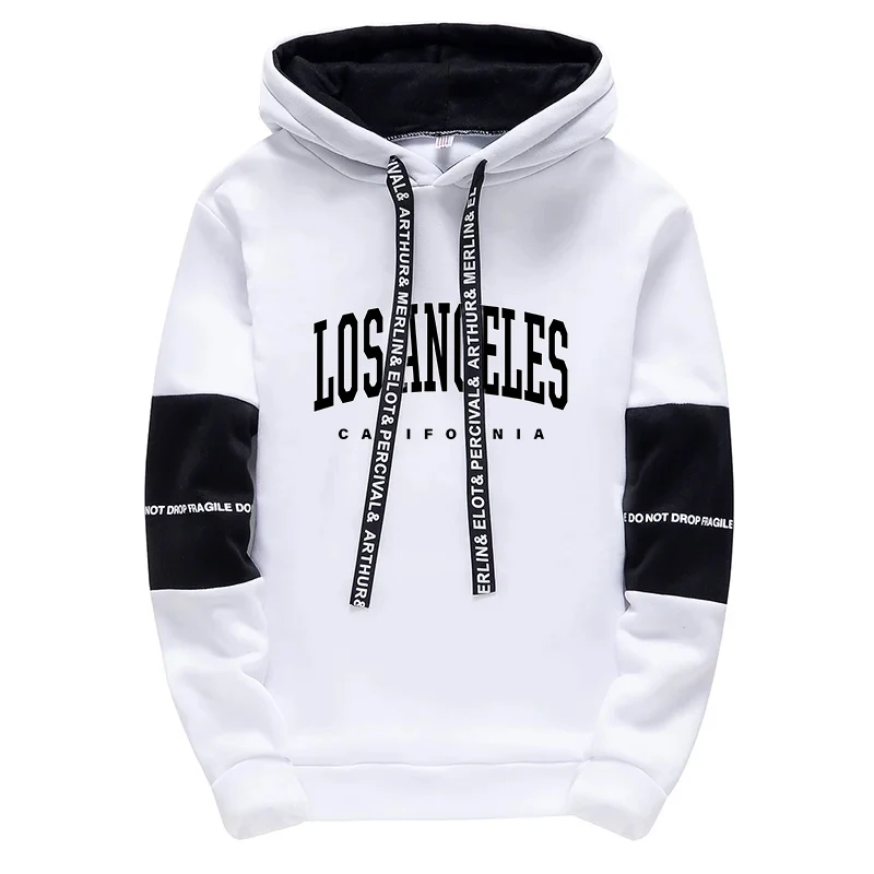 Los Angeles Sweatshirts Autumn Casual Fashion Long Sleeved Pullover Mens Daily Sports Jogging Hoodies Urban Style Hooded Tops