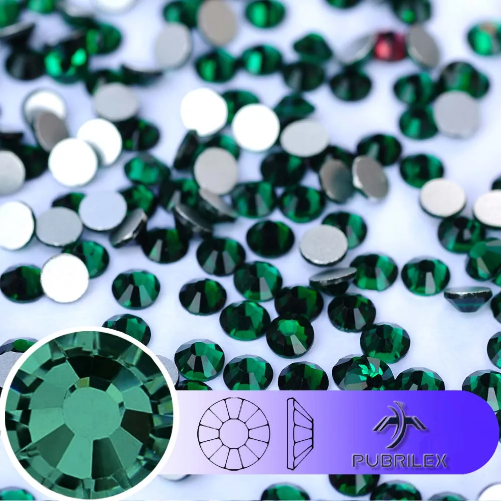 

Emerald Newest Glass Rhinestones Non Hot-Fix Flatback Rhinestones Bulk High Quality for Clothing Accessories