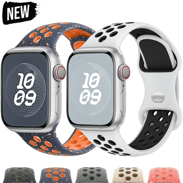 Silikonowy pasek do Apple Watch 44mm 45mm 40mm 41mm 38mm 42mm sportowy gumowy oddychający pasek do iwatch serii 10 9 8 SE 7 6 Ultra 49mm