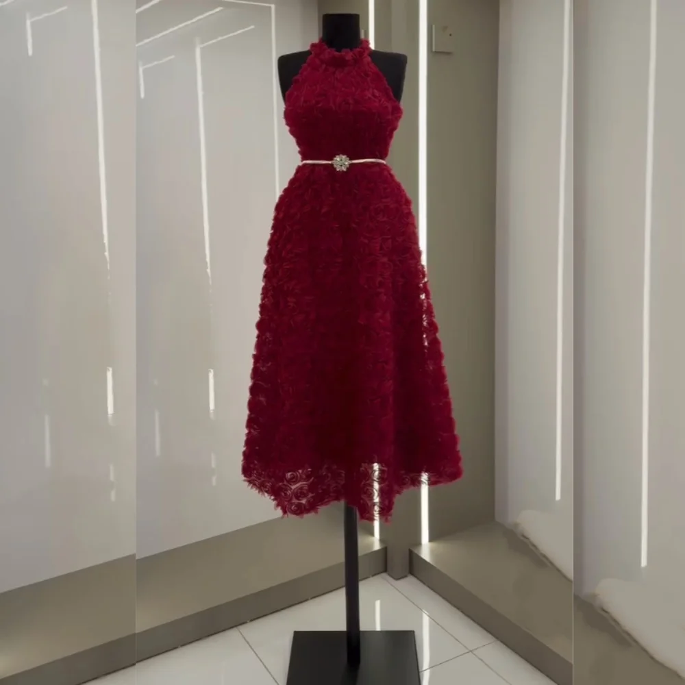 

Женское вечернее платье миди трапециевидной формы с высоким воротником по индивидуальному заказу, элегантное вечернее очаровательное платье высокого качества на заказ