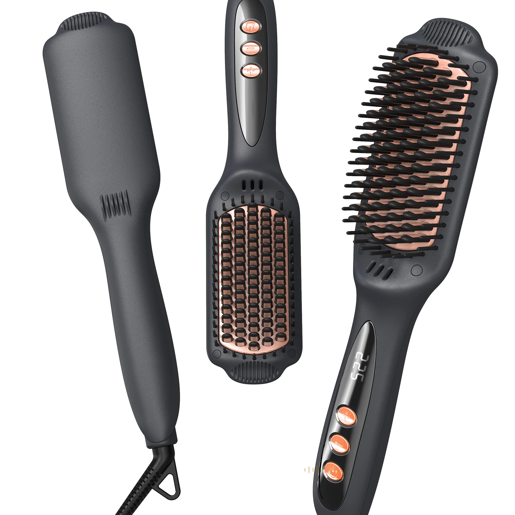 landot-ヘアストレートナーブラシ、女性用加熱ホットコームストレートブラシ、12段階温度調節、20秒速熱＆デュアル電圧